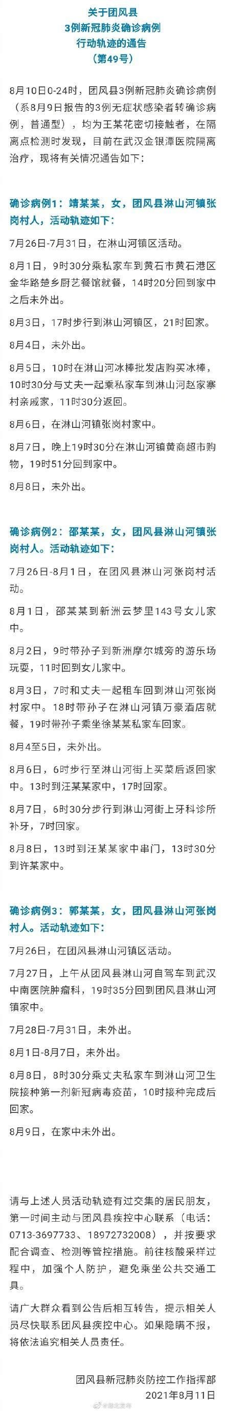 湖北省黄冈市团风县最新活动轨迹：寻找同轨迹人员(团风疫情轨迹)