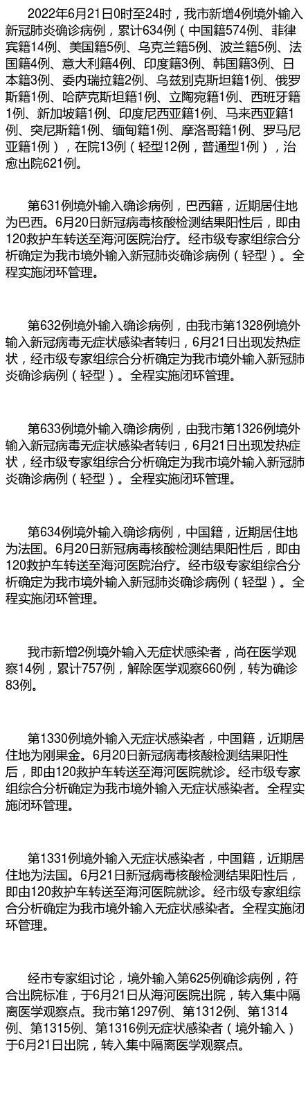 【6地近6天新增4例重症,6日全国新增确诊】