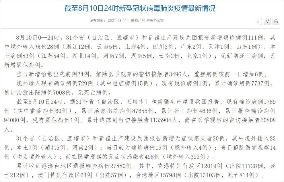 31个省份新增2例重症及6例无症状(31省区市新增113例无症状)