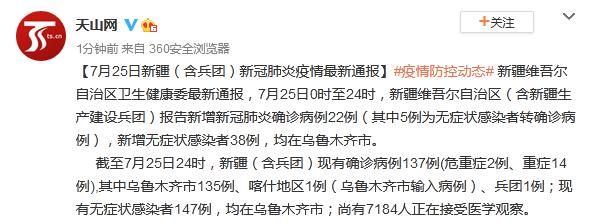 新疆维吾尔自治区乌鲁木齐阳性感染者已蔓延24地/乌鲁木齐新冠